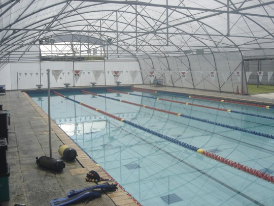 Inside the pool area