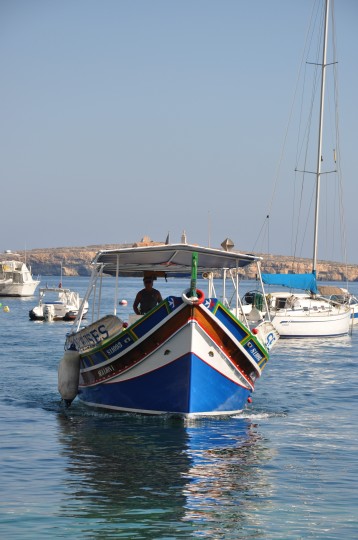 A traditional Maltese boat, used as a dive boat