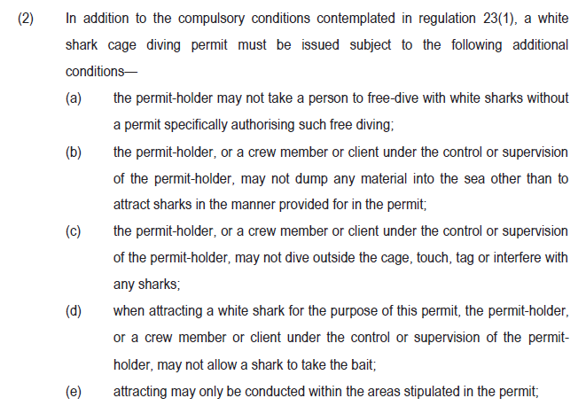 Cage diving conditions