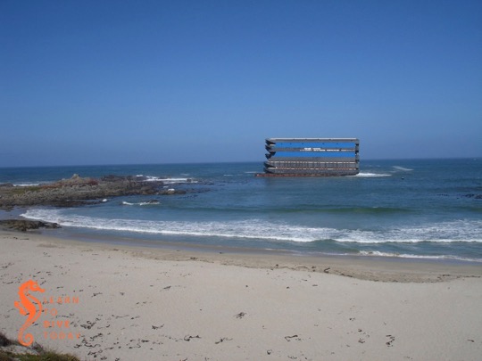 View of the barge Margaret from atop the sand dunes at Jacobsbaai